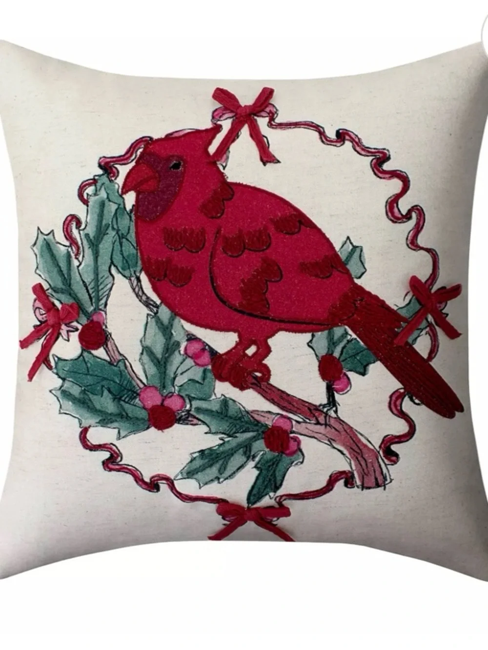 2-St. Nicholas Square® Faux Linen Cardinal Decorative Throw Pillow